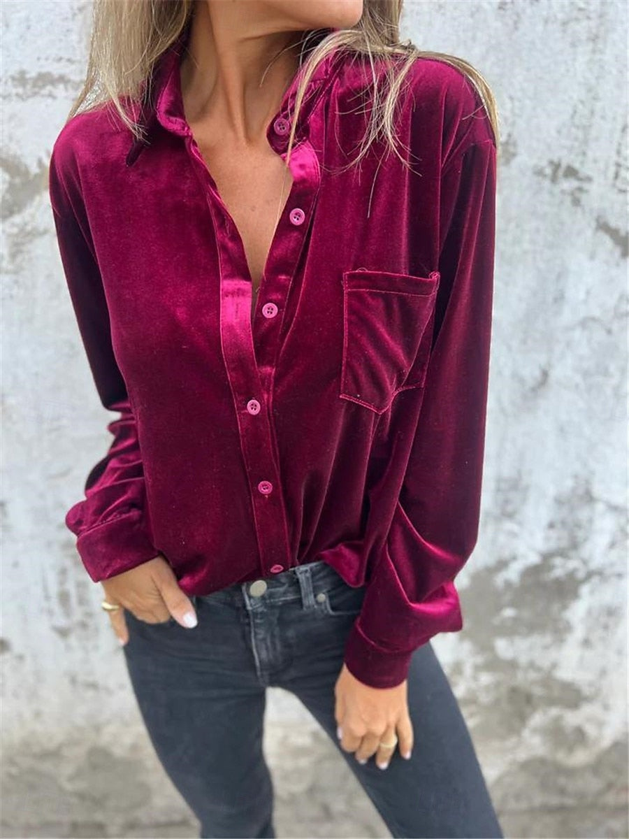 VIOLET | velvet blouse